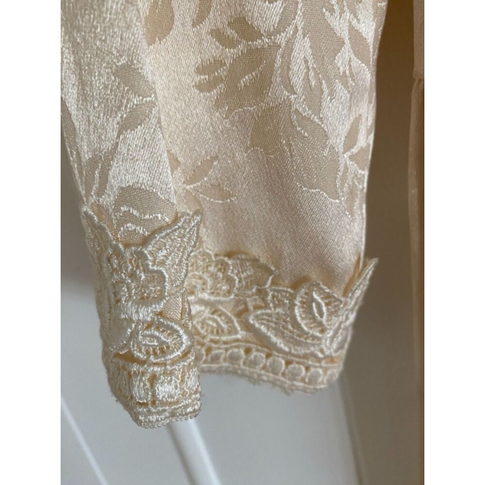 Vintage 80s Jessica McClintock Cream Lace Gown M - Picture 8 of 13